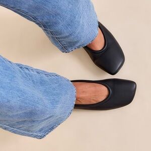 PLT Black Asymmetric Square Toe Ballet Pump